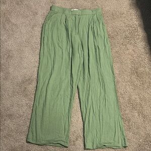 Green Wide-Leg Pants